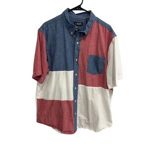 Chaps Colorblock Button Down Men's Shirt Size XXL Collegiate Classic Academia